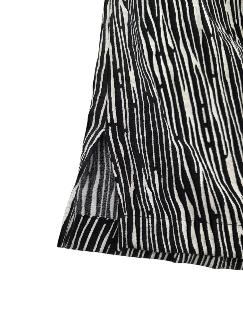 Ali Miles Mixed Print Button Accent Tunic Top XL Black White Artsy Lagenlook